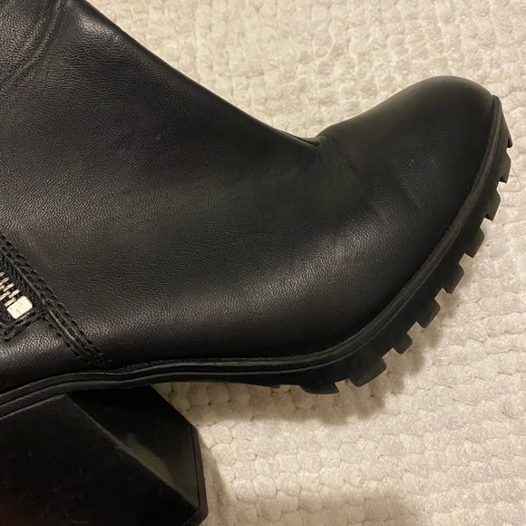 Zip-up Black Faux Leather Half Booties combat Chelsea - Picture 4 of 8